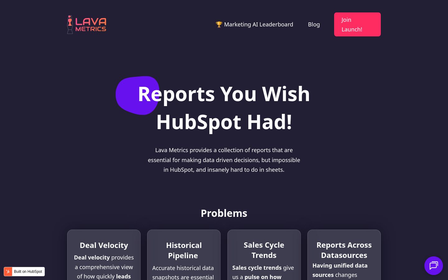 Lava Metrics Homepage