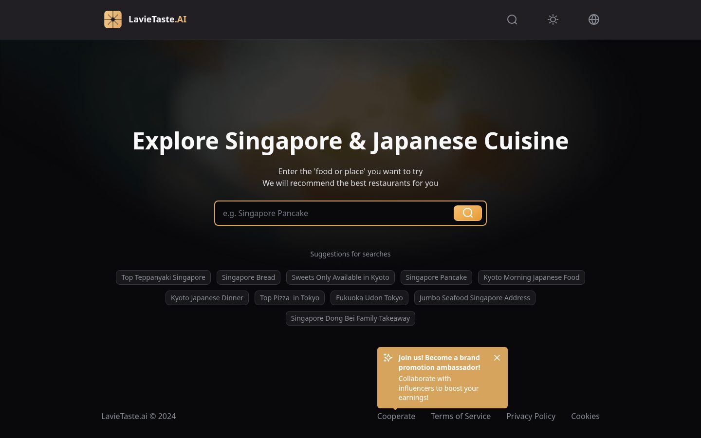 LavieTaste.AI Homepage