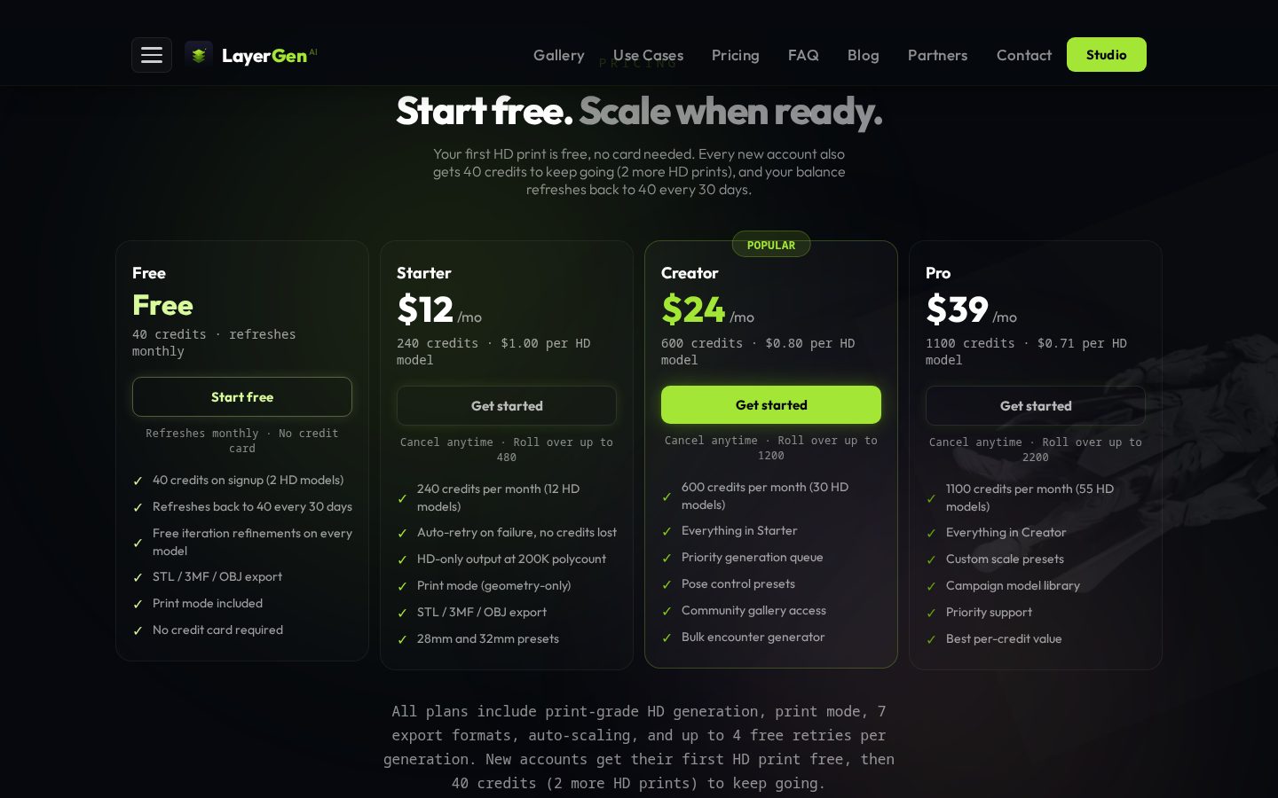 LayerGen AI Pricing