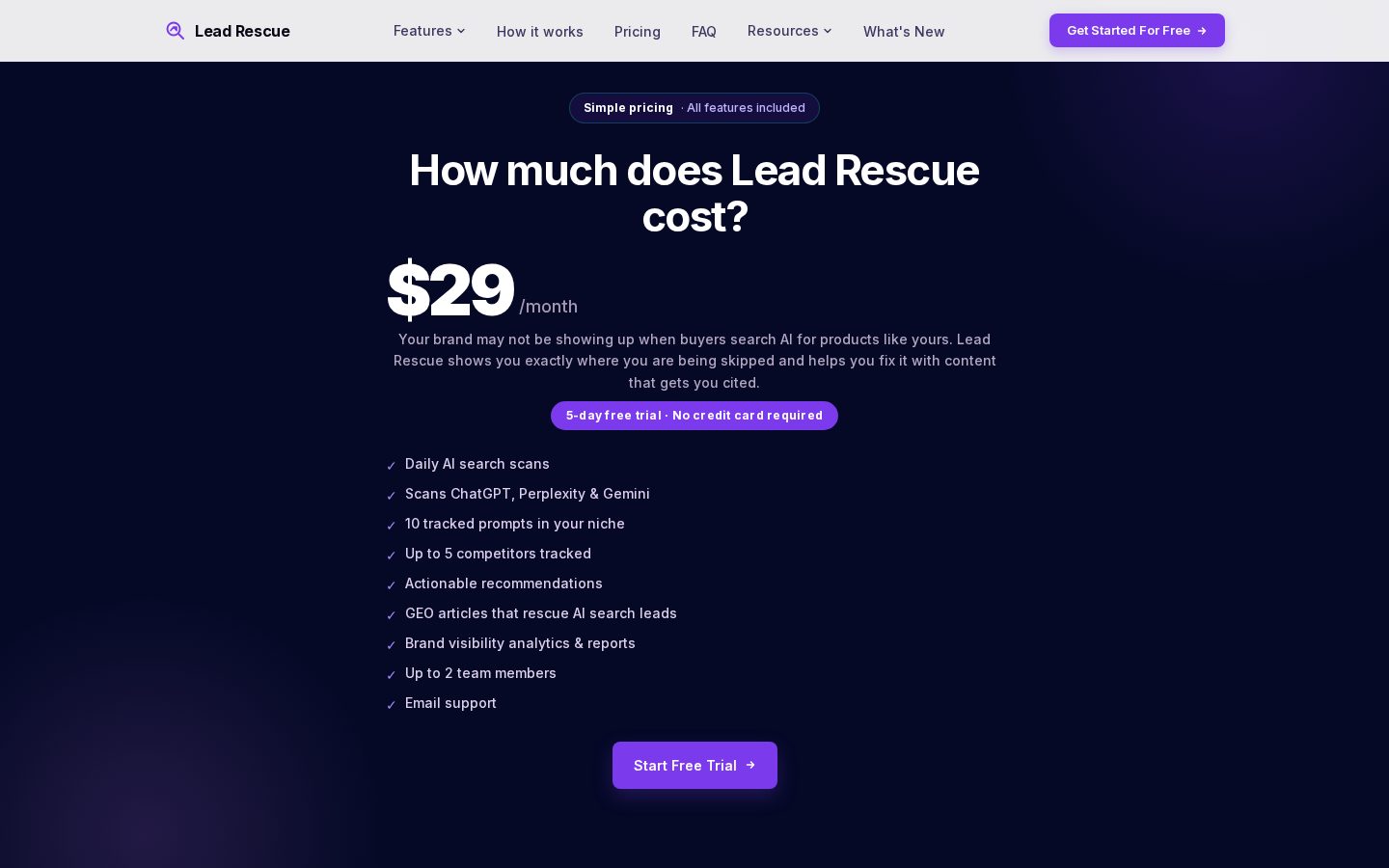 Lead Rescue Pricing