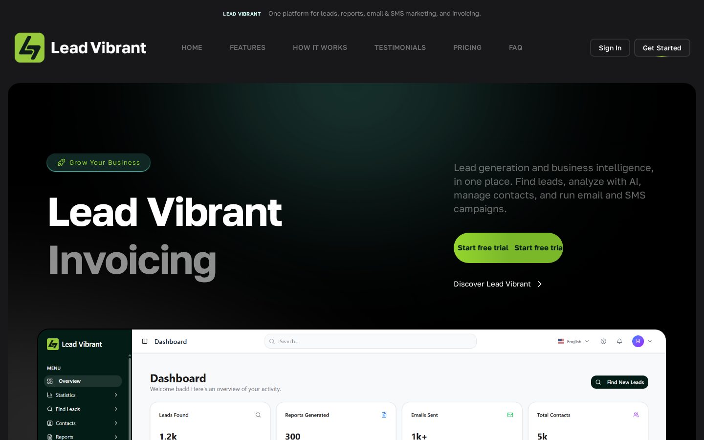 Lead Vibrant Homepage
