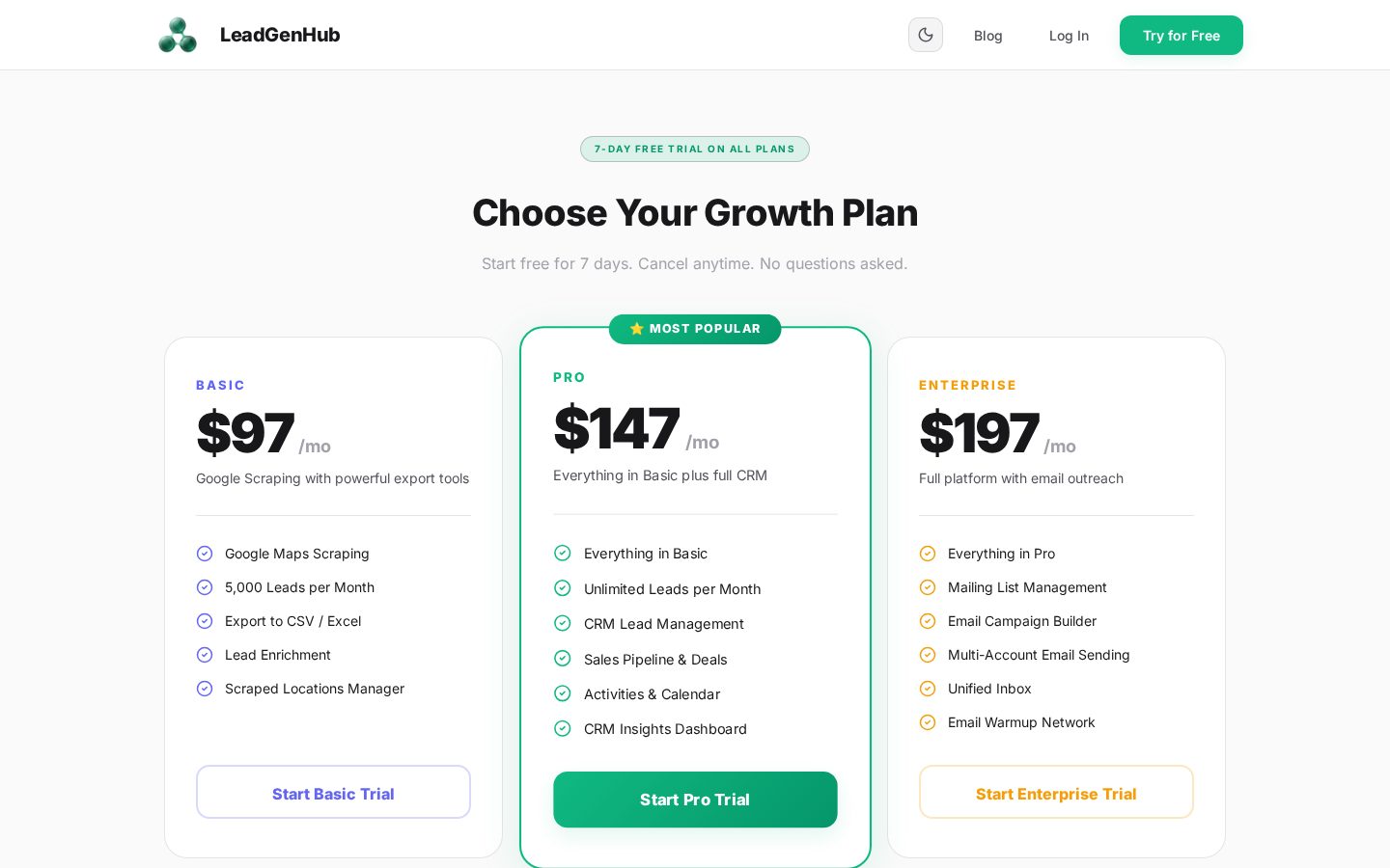 LeadGenHub Pricing