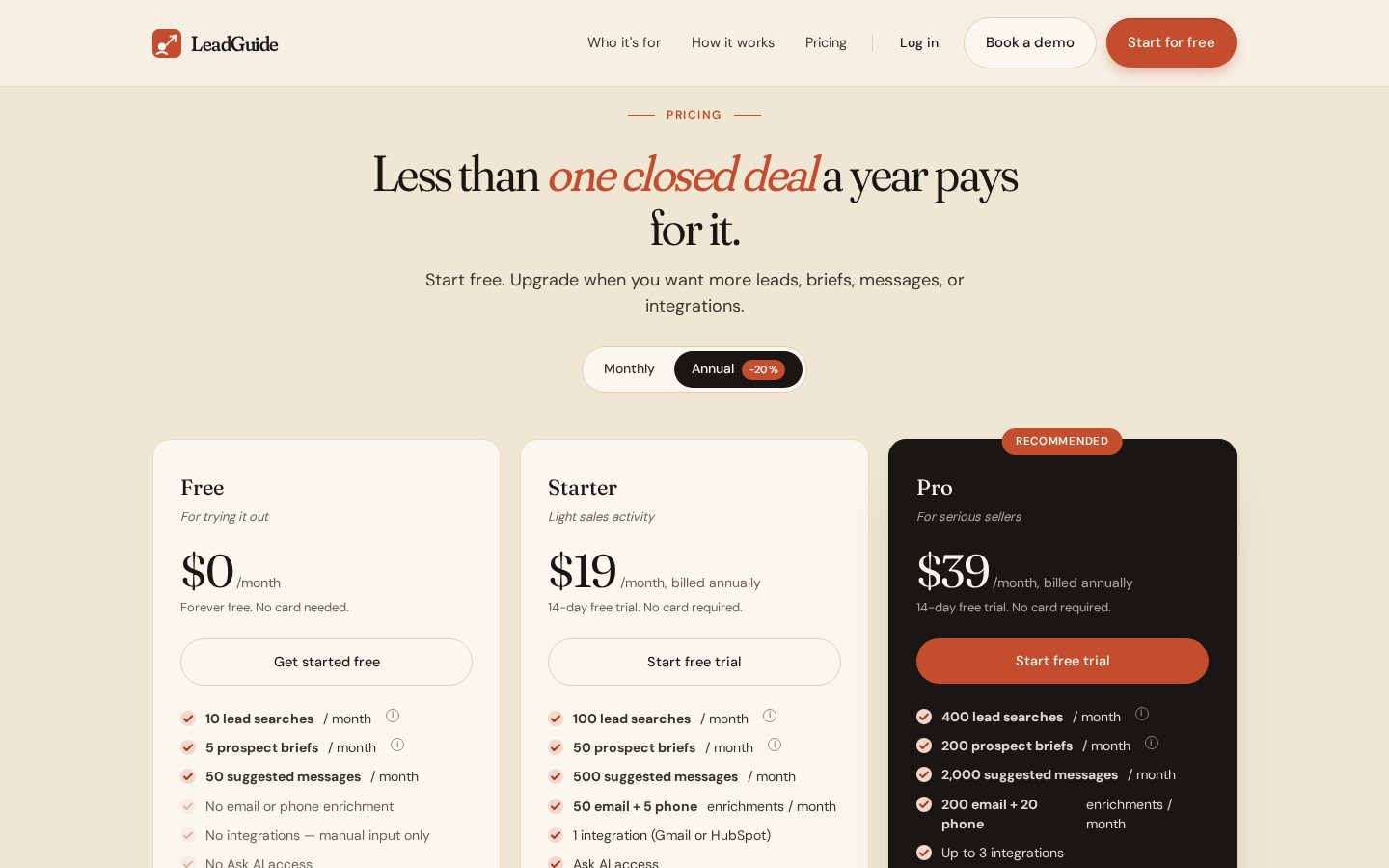 LeadGuide Pricing