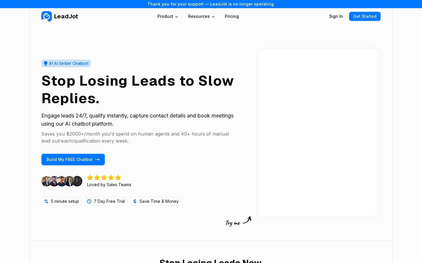 LeadJot Homepage