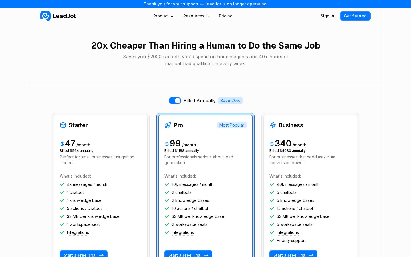 LeadJot Pricing