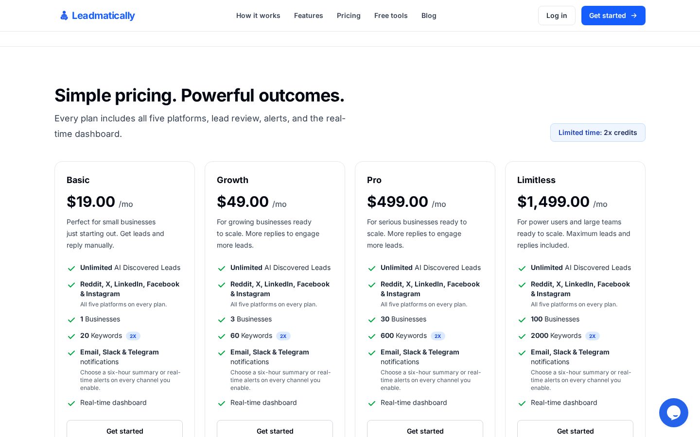 Leadmatically Pricing