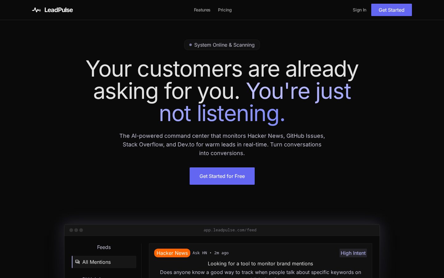 LeadPulse Homepage