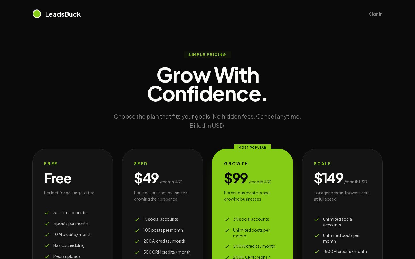 LeadsBuck Pricing