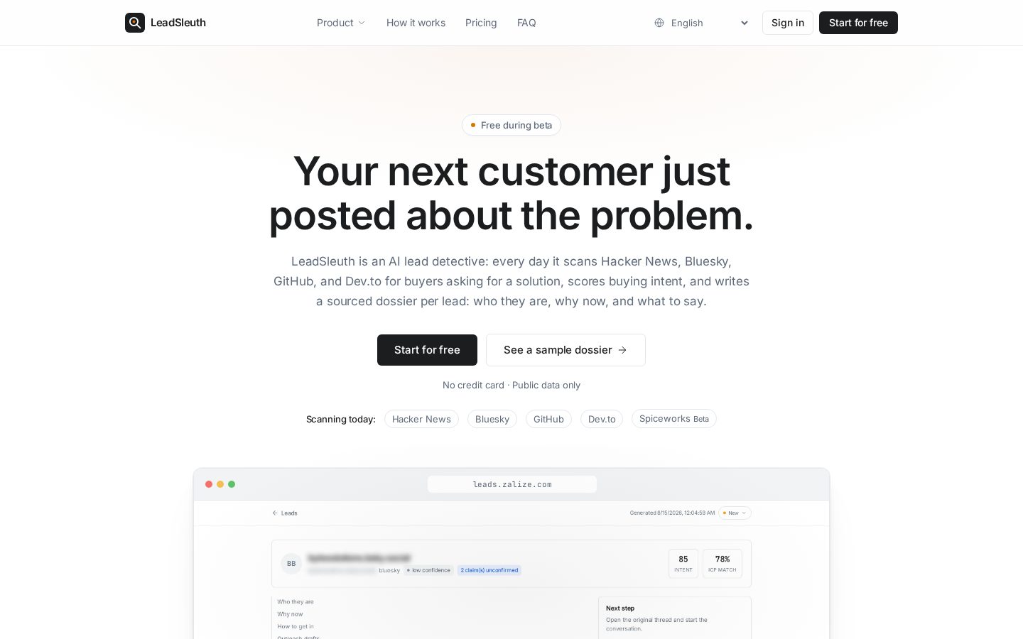 LeadSleuth Homepage