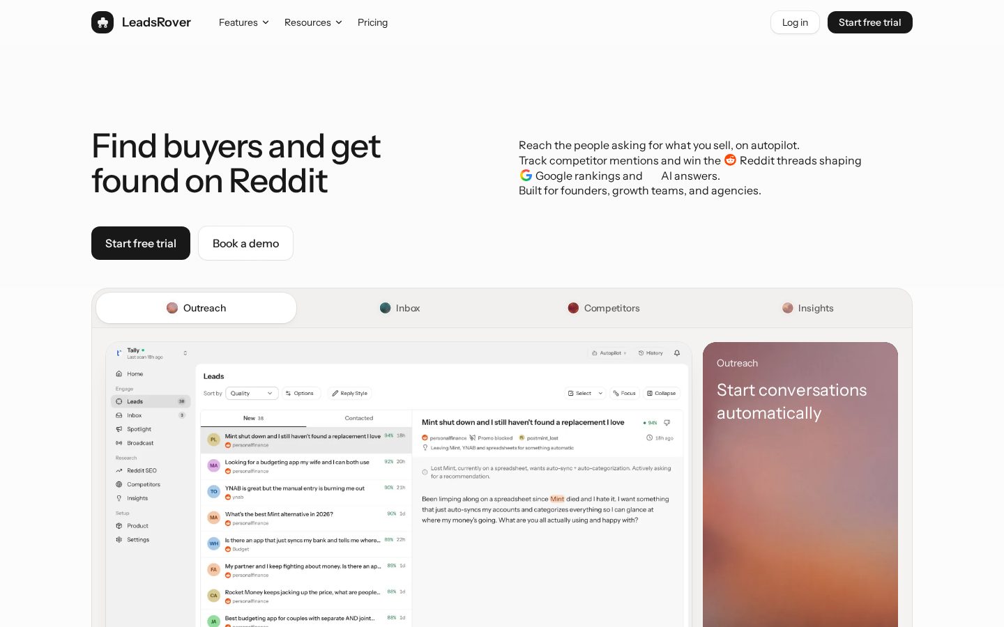 LeadsRover Homepage