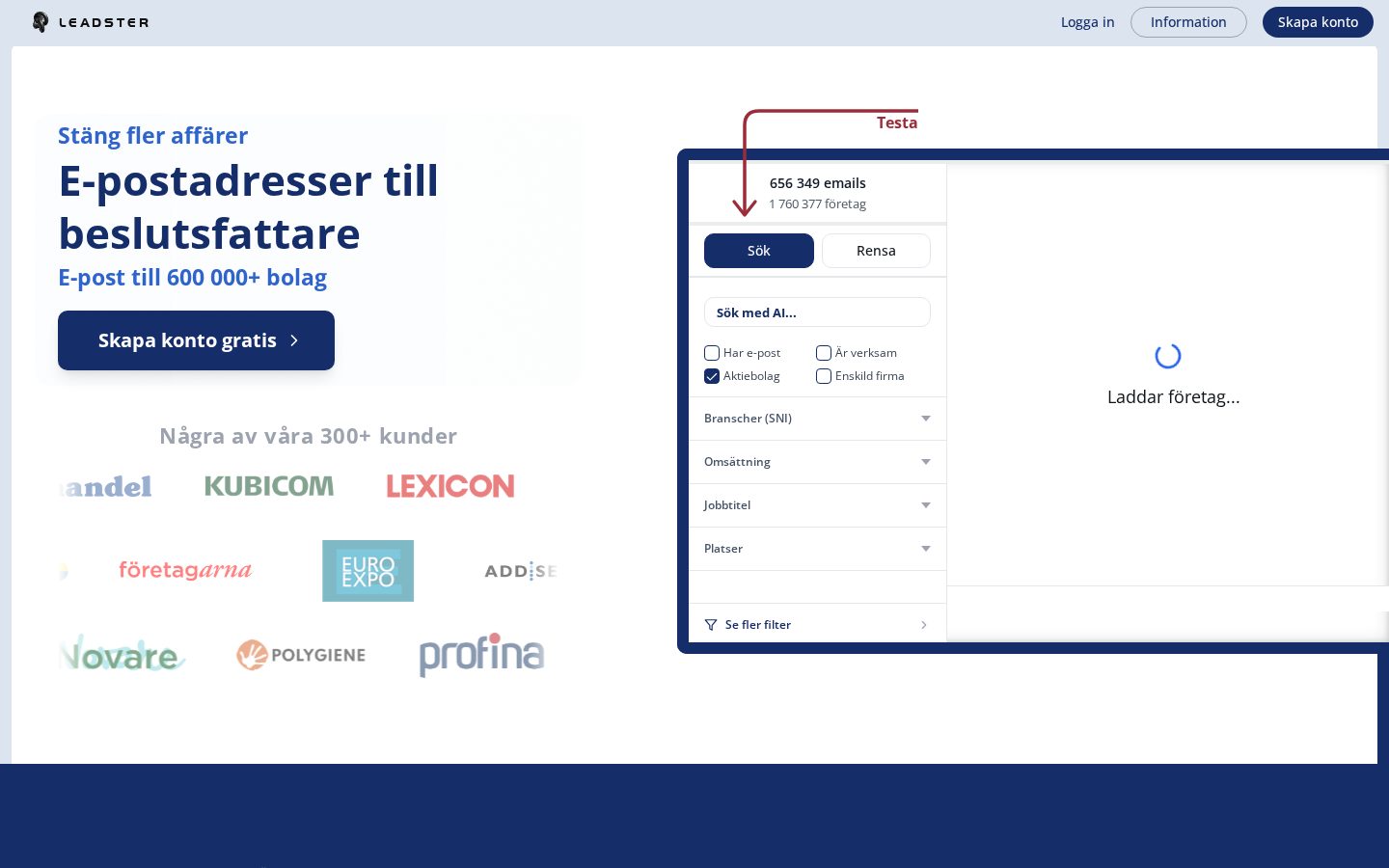 Leadster Homepage