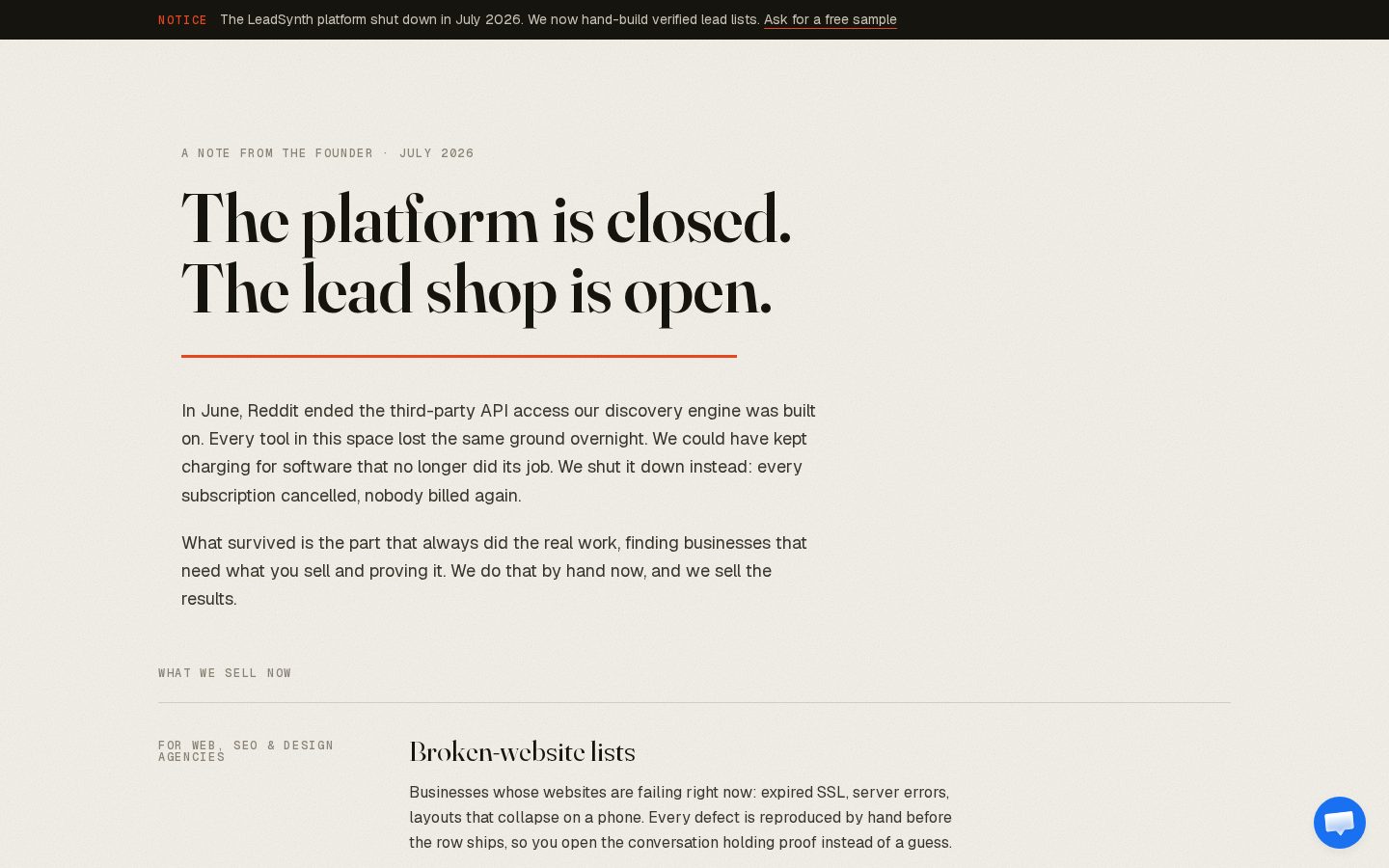 LeadSynth AI Homepage