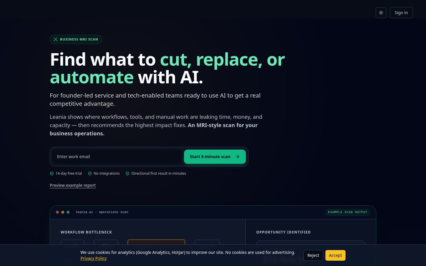 Leania.ai Homepage