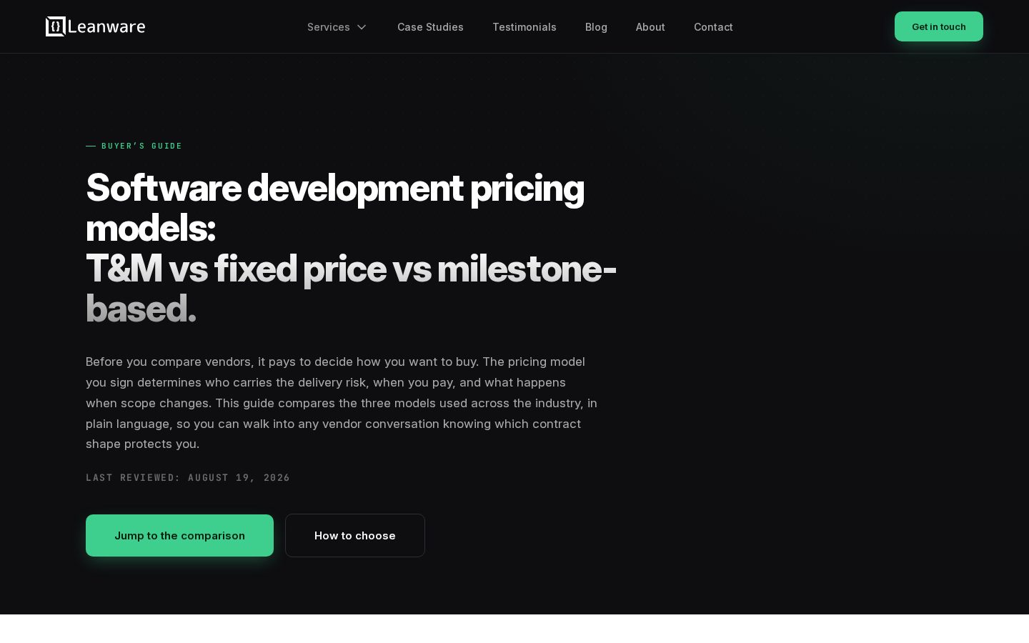 Leanware Pricing