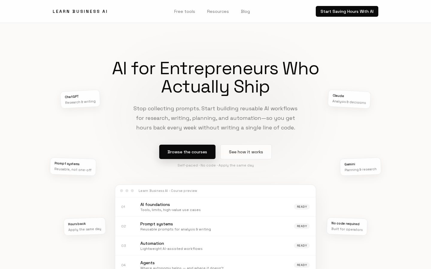 Learn Business AI Homepage