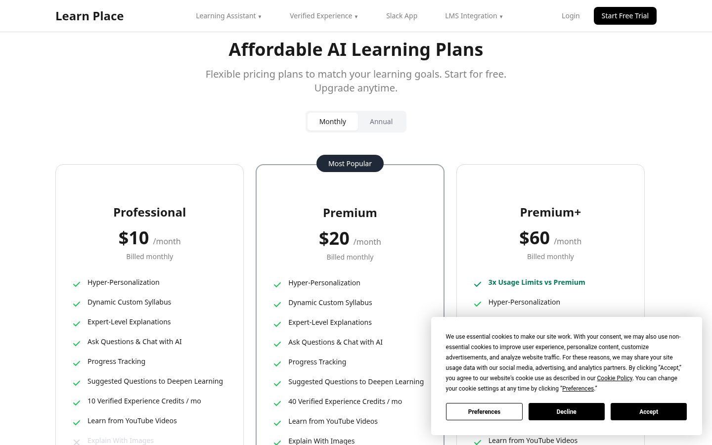 Learn Place Pricing
