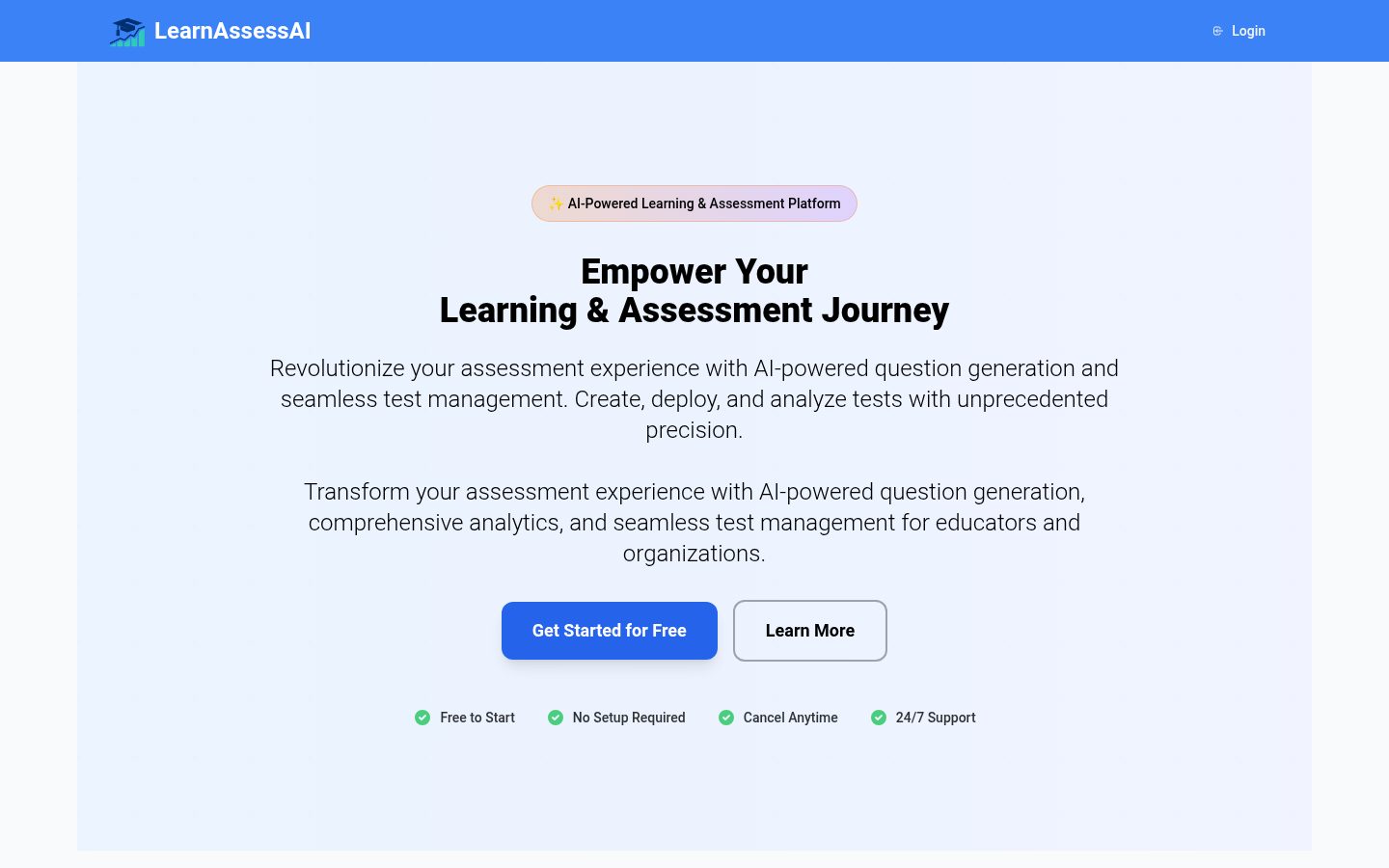 LearnAssessAI Homepage