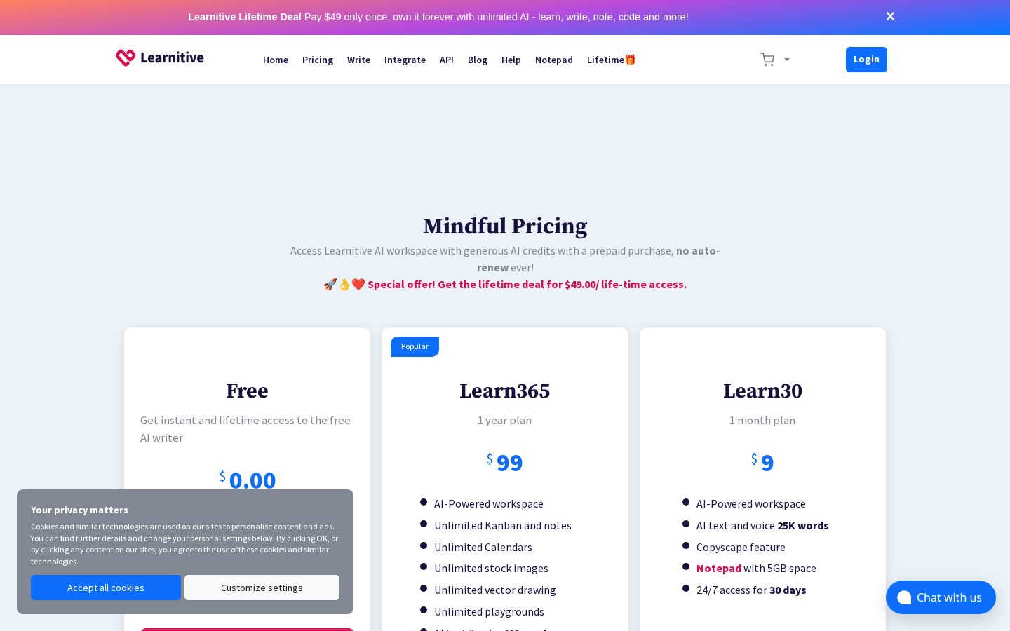 Learnitive Pricing