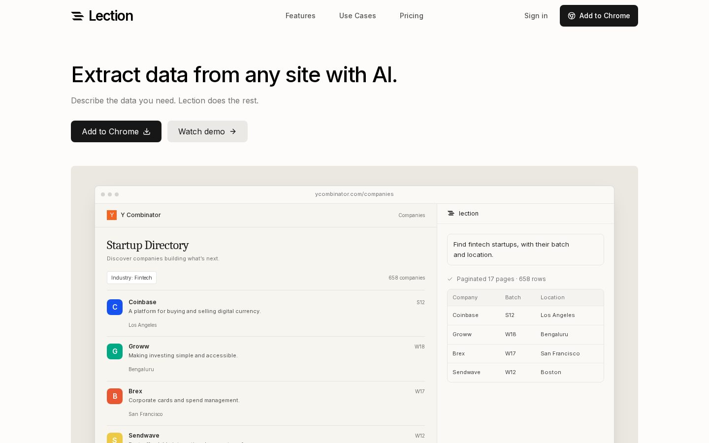 Lection Homepage