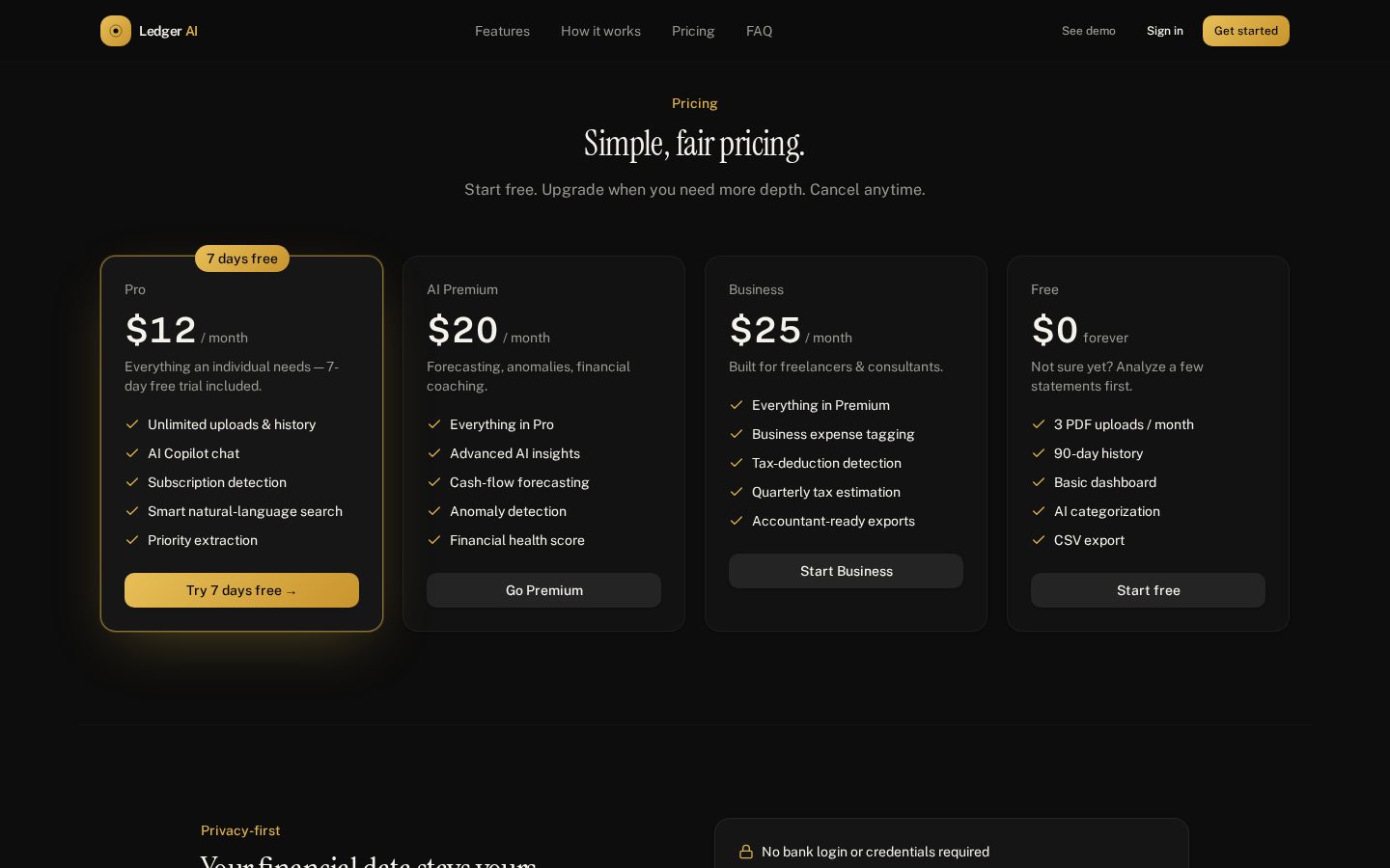 Ledger AI Pricing