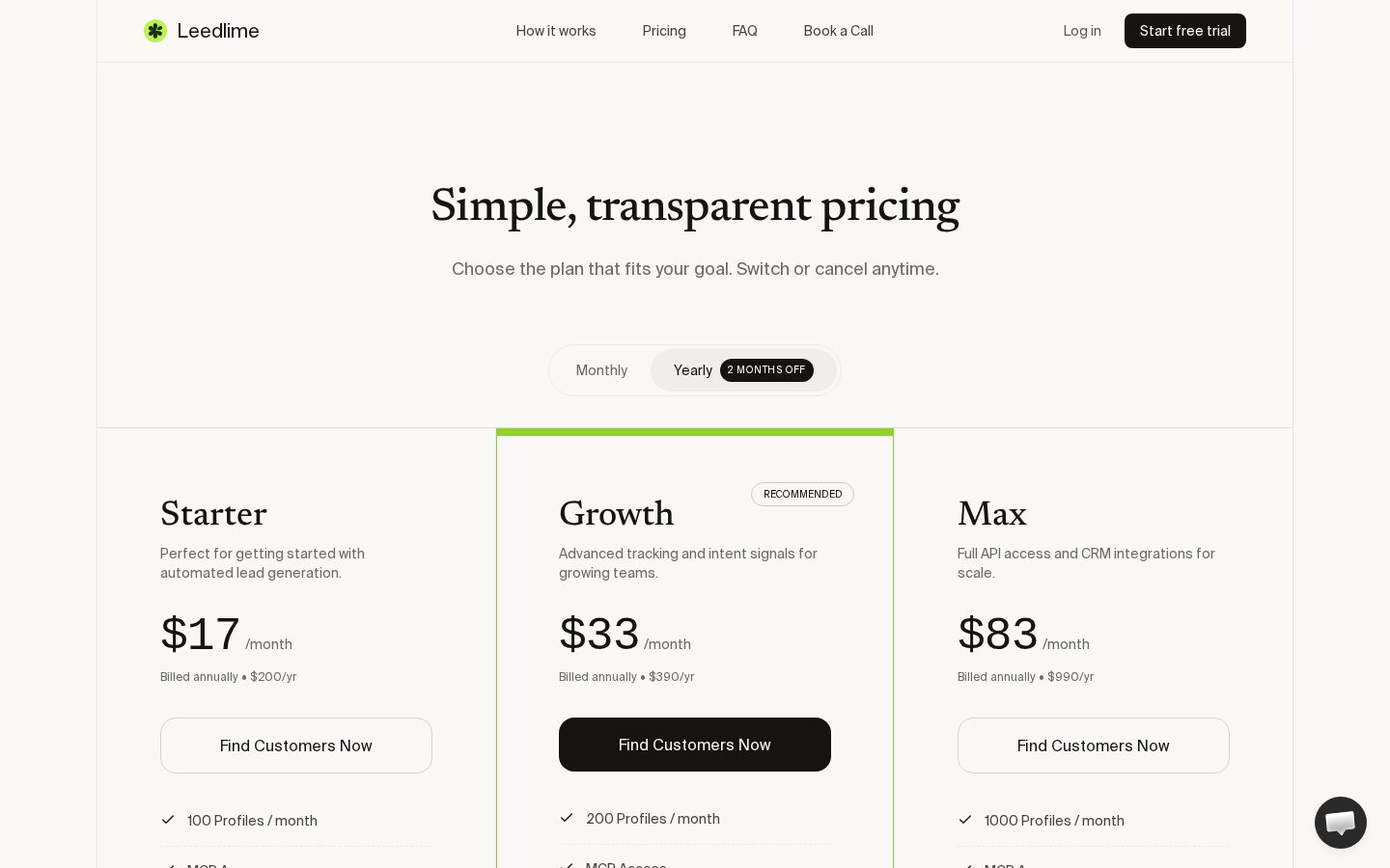 Leedlime Pricing