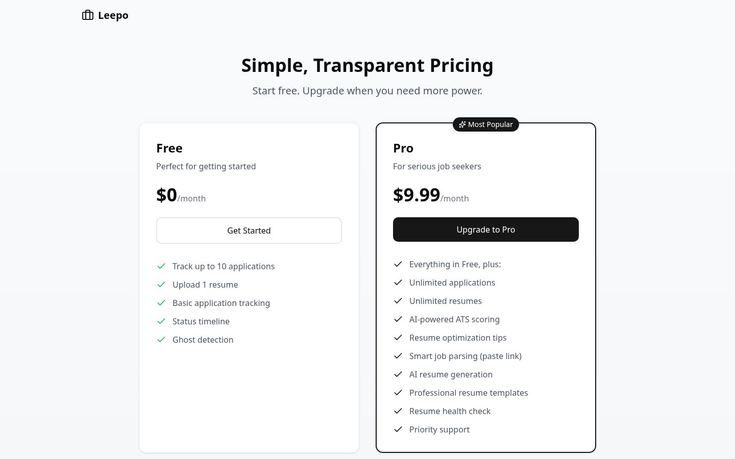 Leepo Pricing