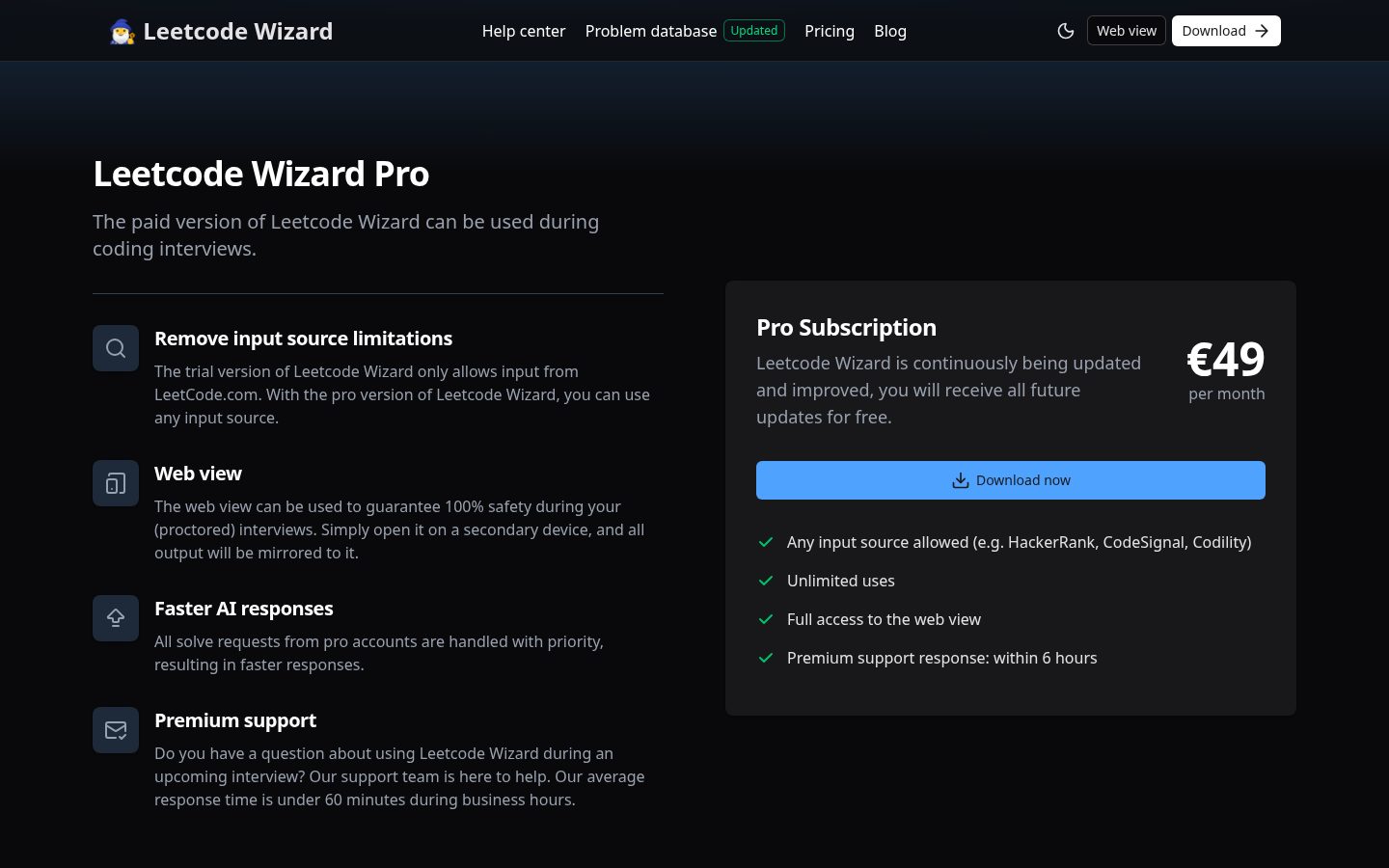 Leetcode Wizard Pricing
