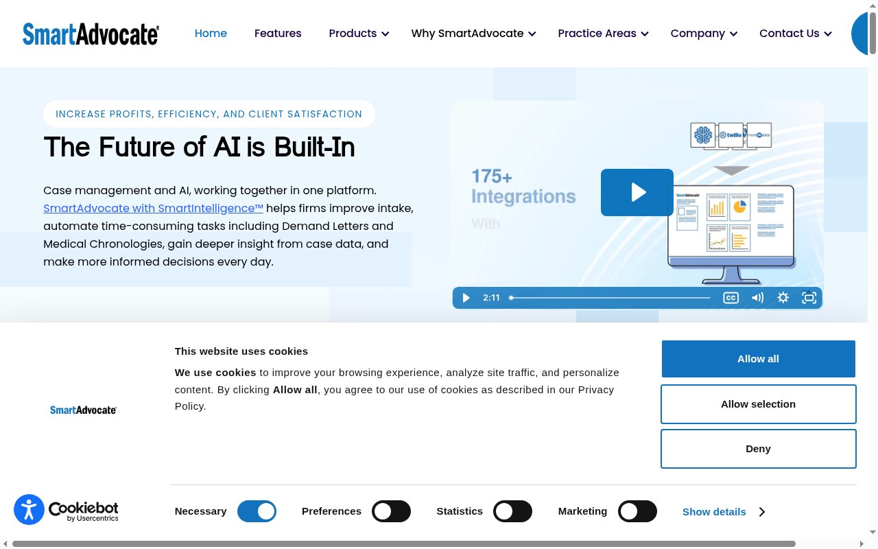 Legal Case Management Software homepage