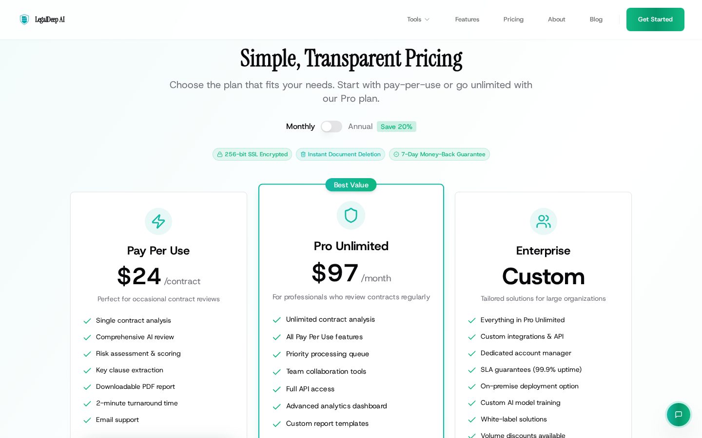 LegalDeep AI Pricing