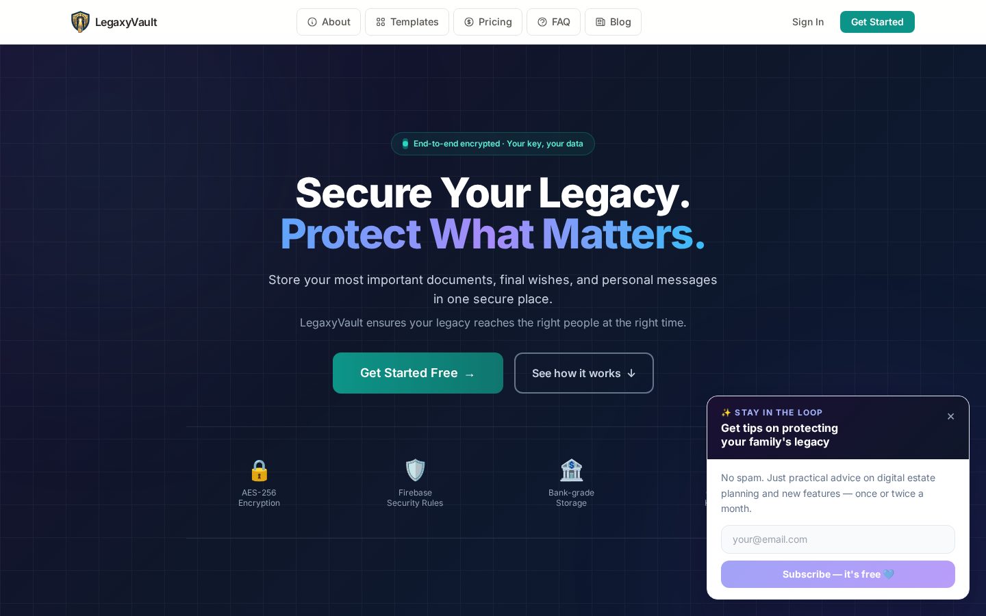 LegaxyVault Homepage