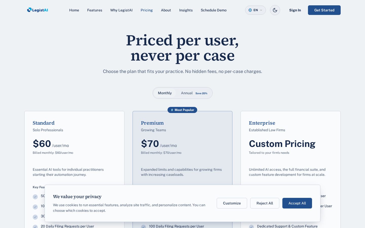 LegistAI Pricing