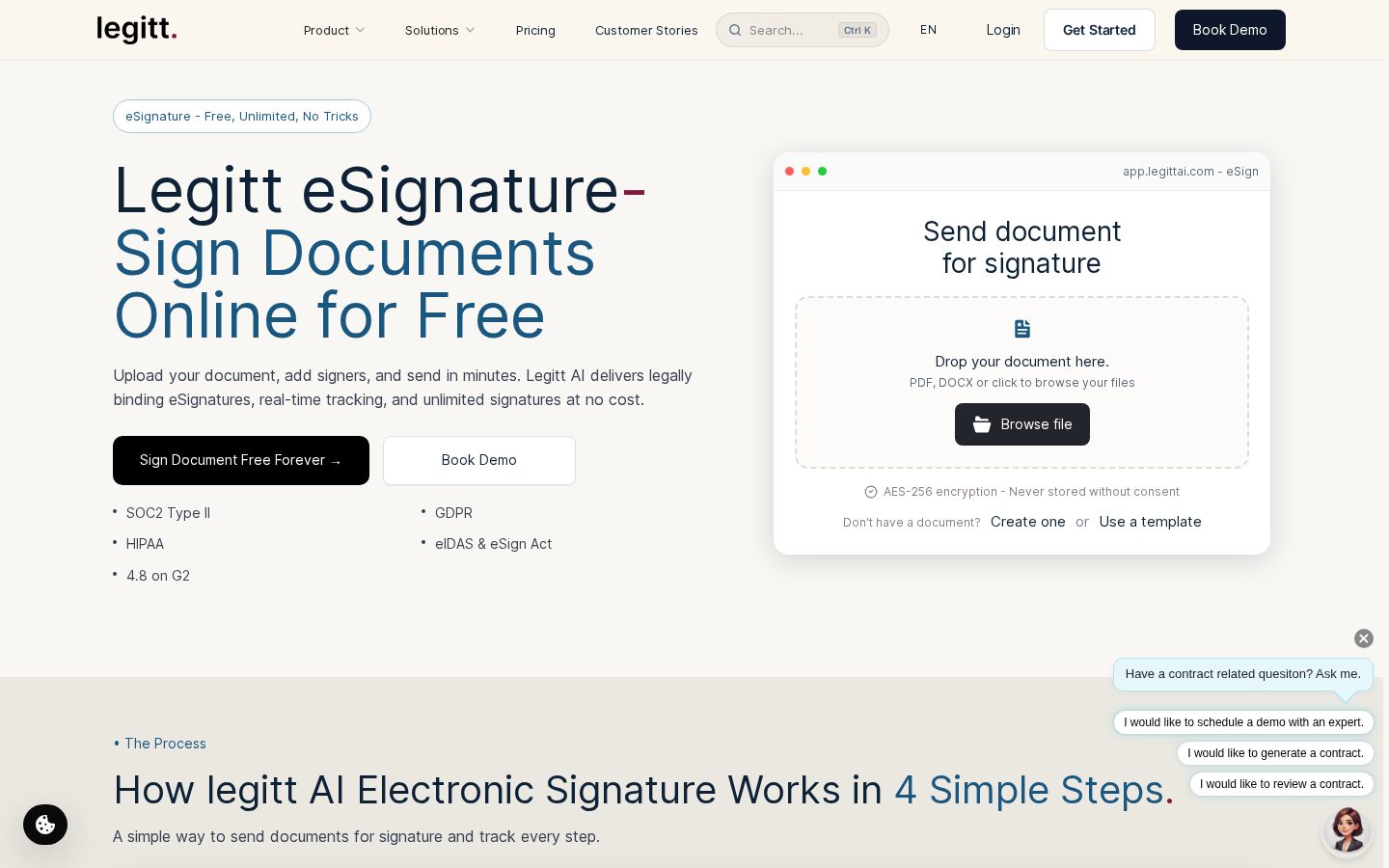 Legitt AI Electronic Signature Homepage
