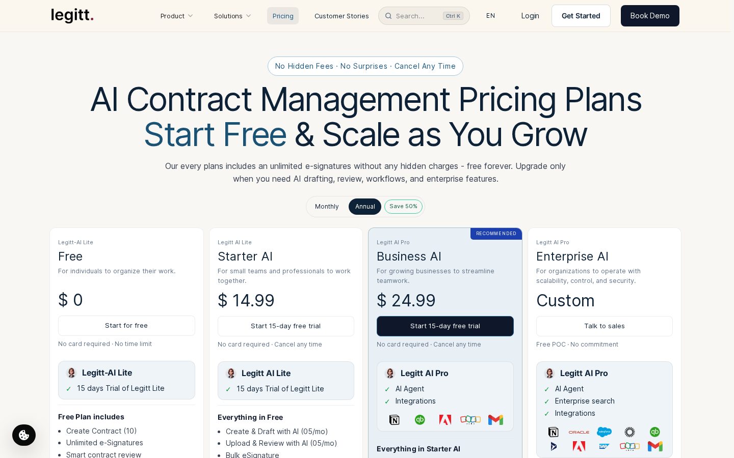 Legitt AI Electronic Signature Pricing