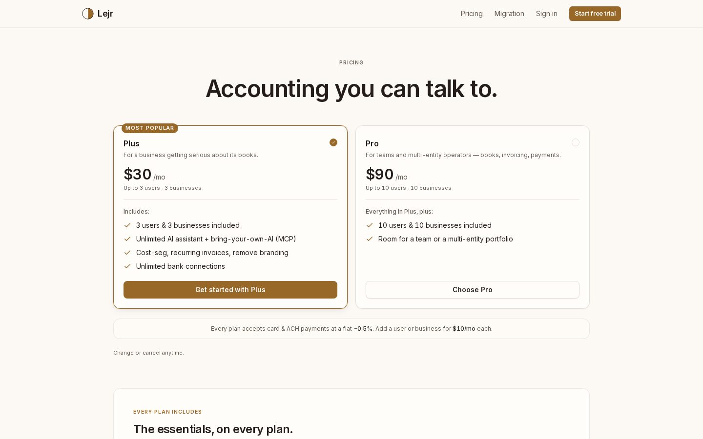 Lejr Pricing