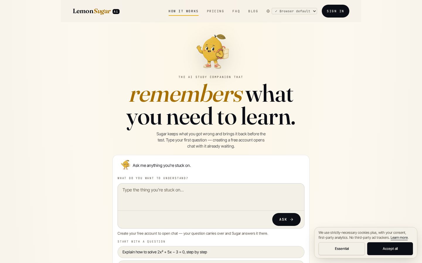LemonSugar Ai Homepage
