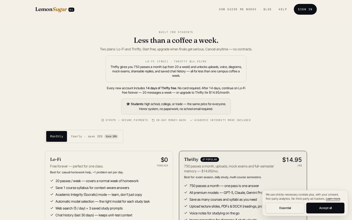 LemonSugar Ai Pricing