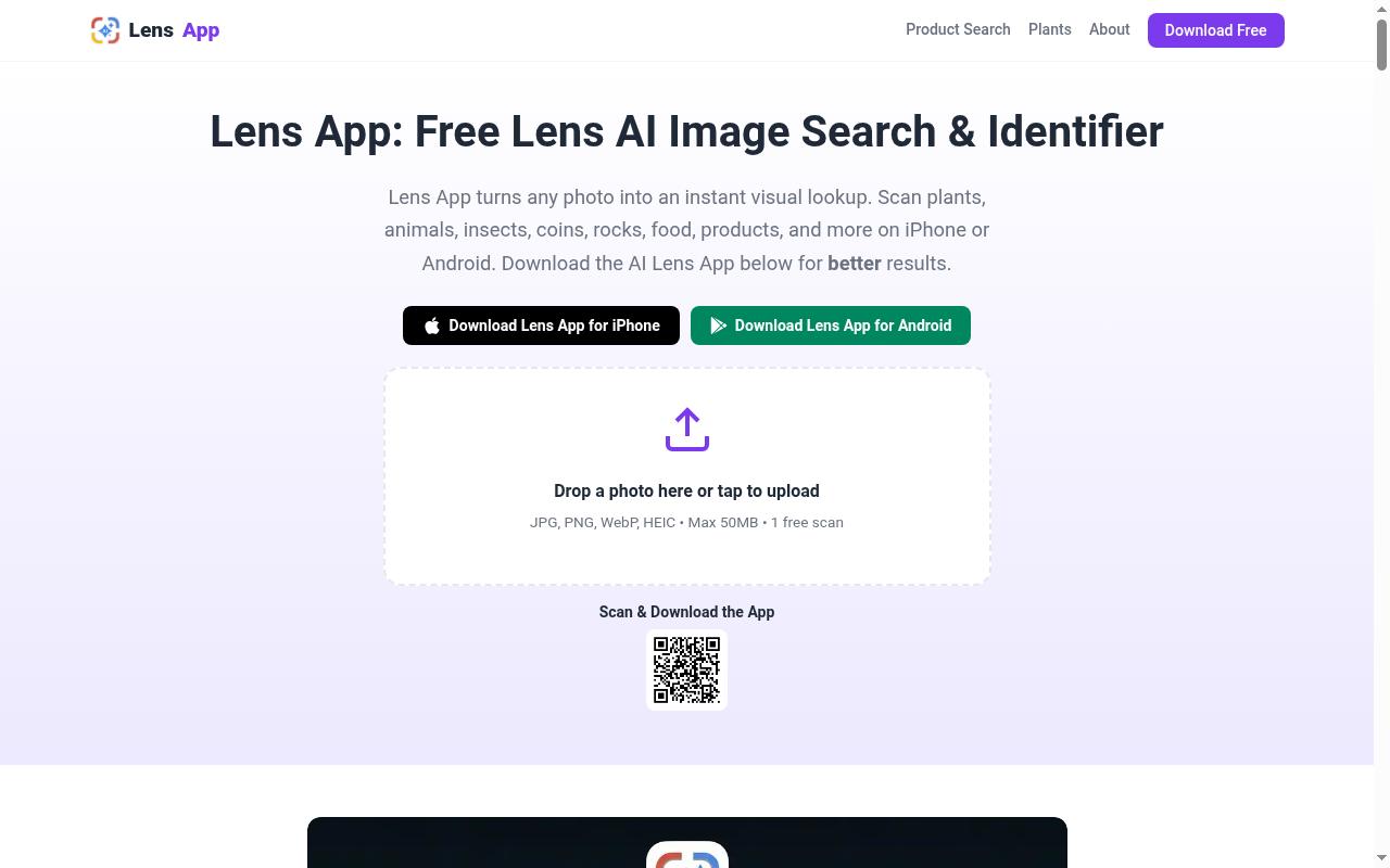 Lens AI - Reverse Image Search Homepage