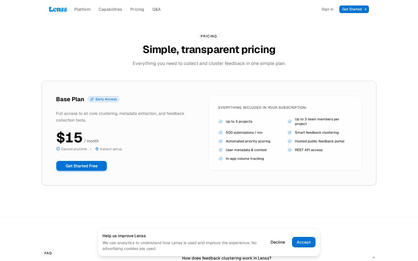 Lenss Pricing