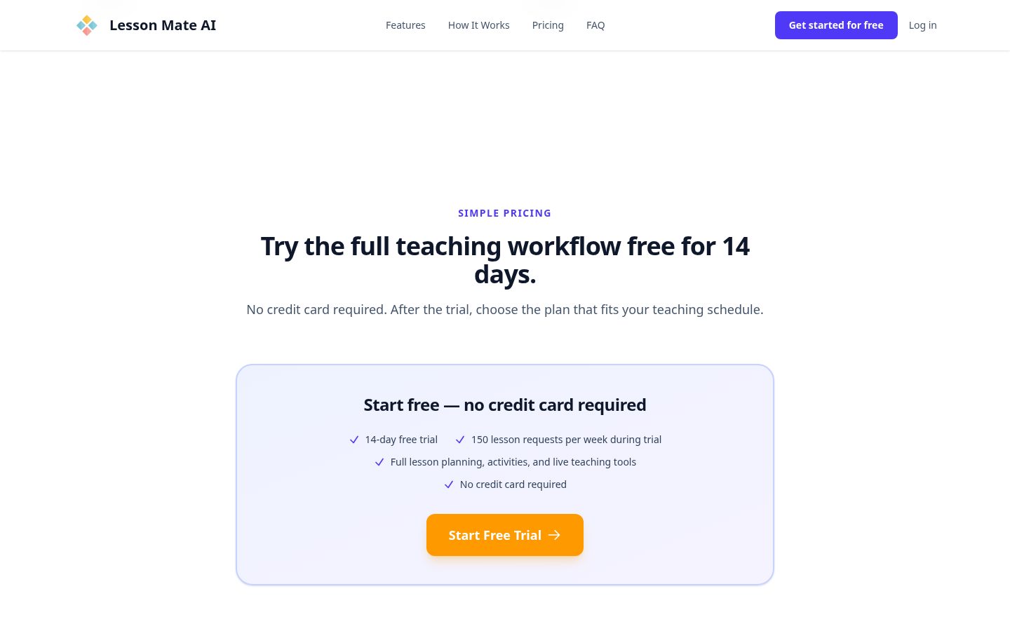 Lesson Mate AI Pricing
