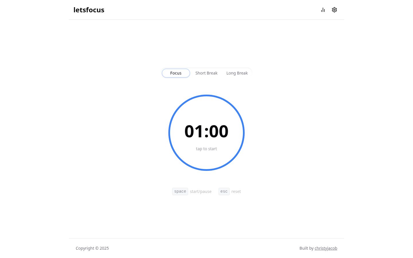 Lets Focus App Homepage