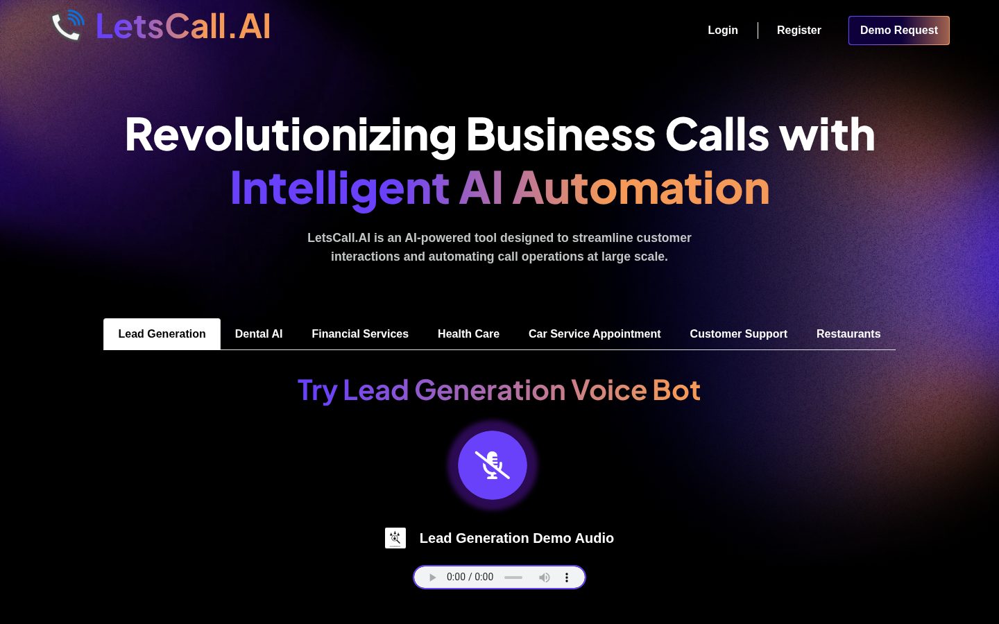 LetsCall.AI Homepage
