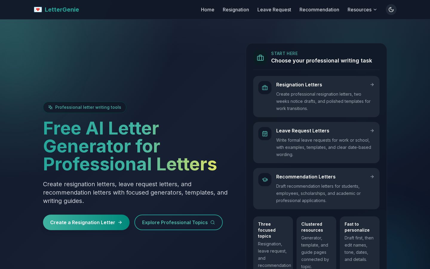 Letter Genie Homepage