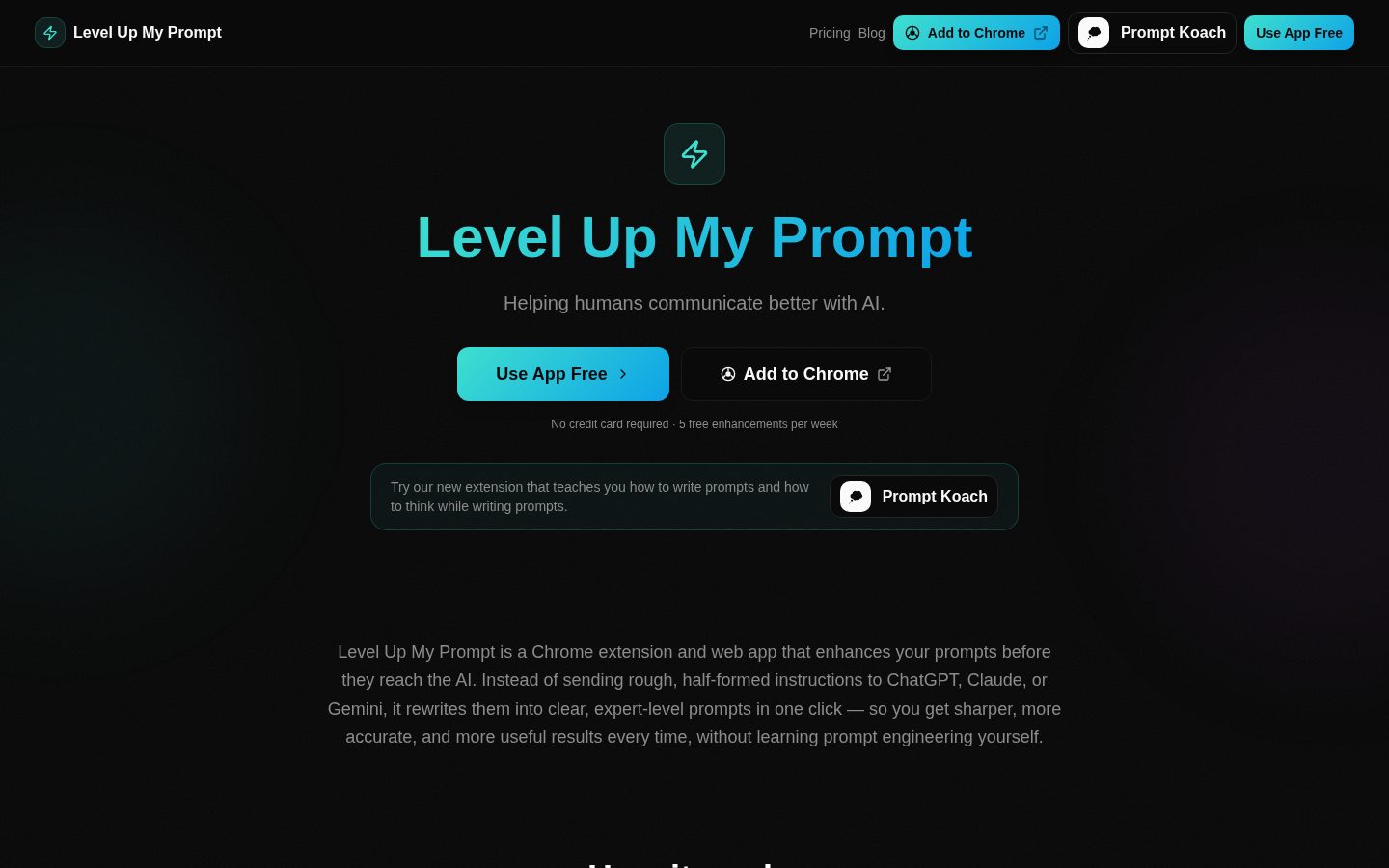 Level Up My Prompt Homepage