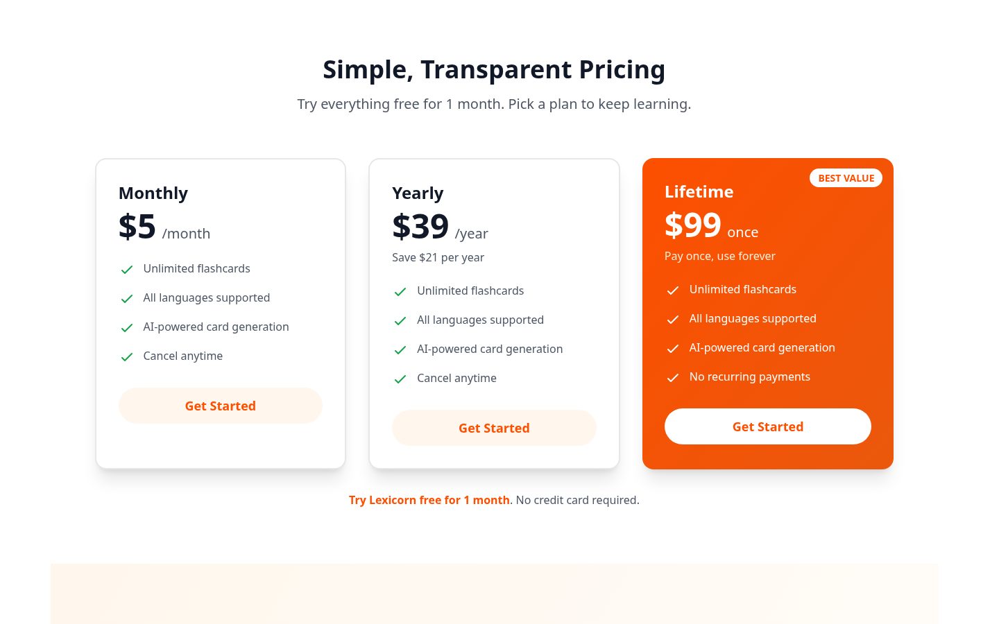 Lexicorn Pricing