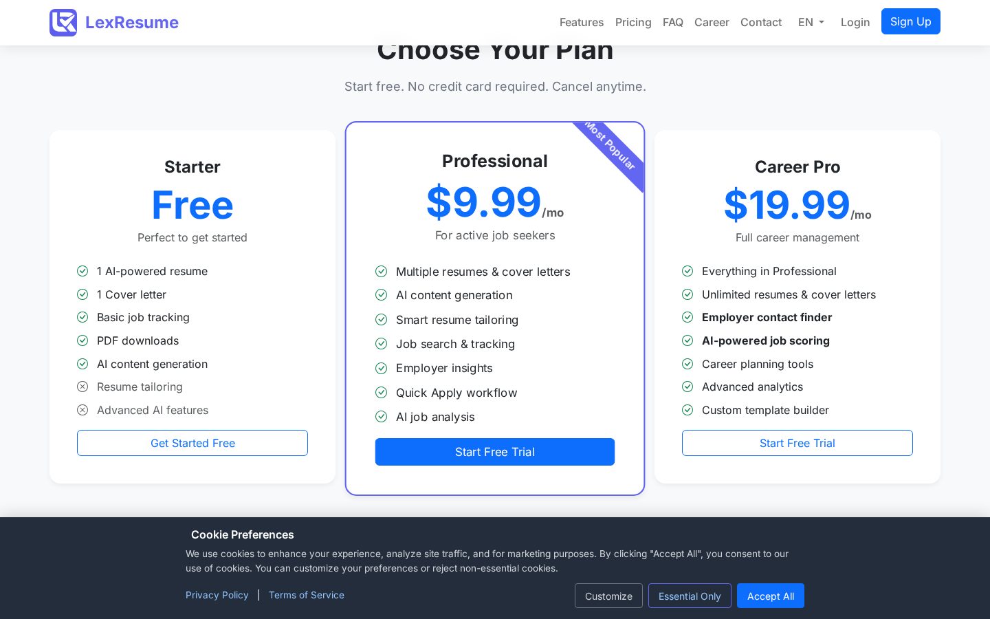 LexResume Pricing