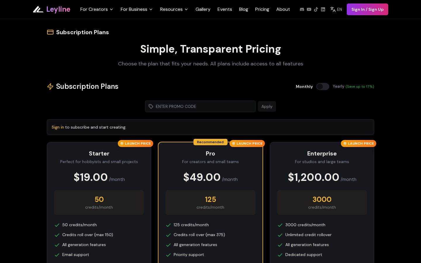 LeyLine Pricing