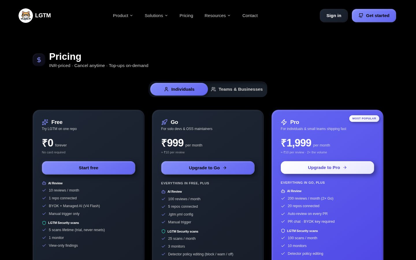 LGTM Pricing