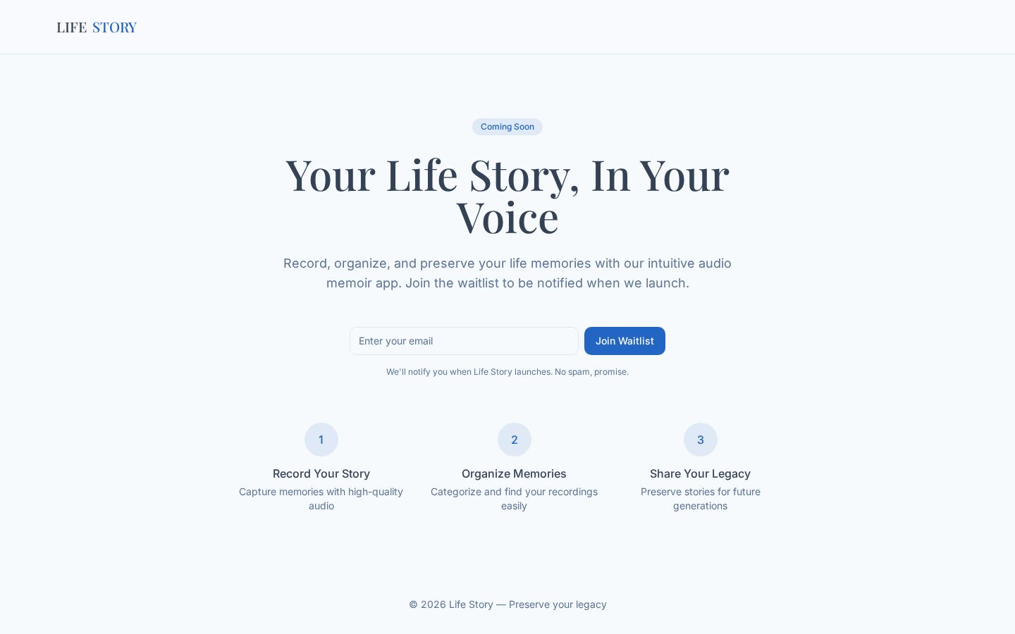 Life Story AI Homepage