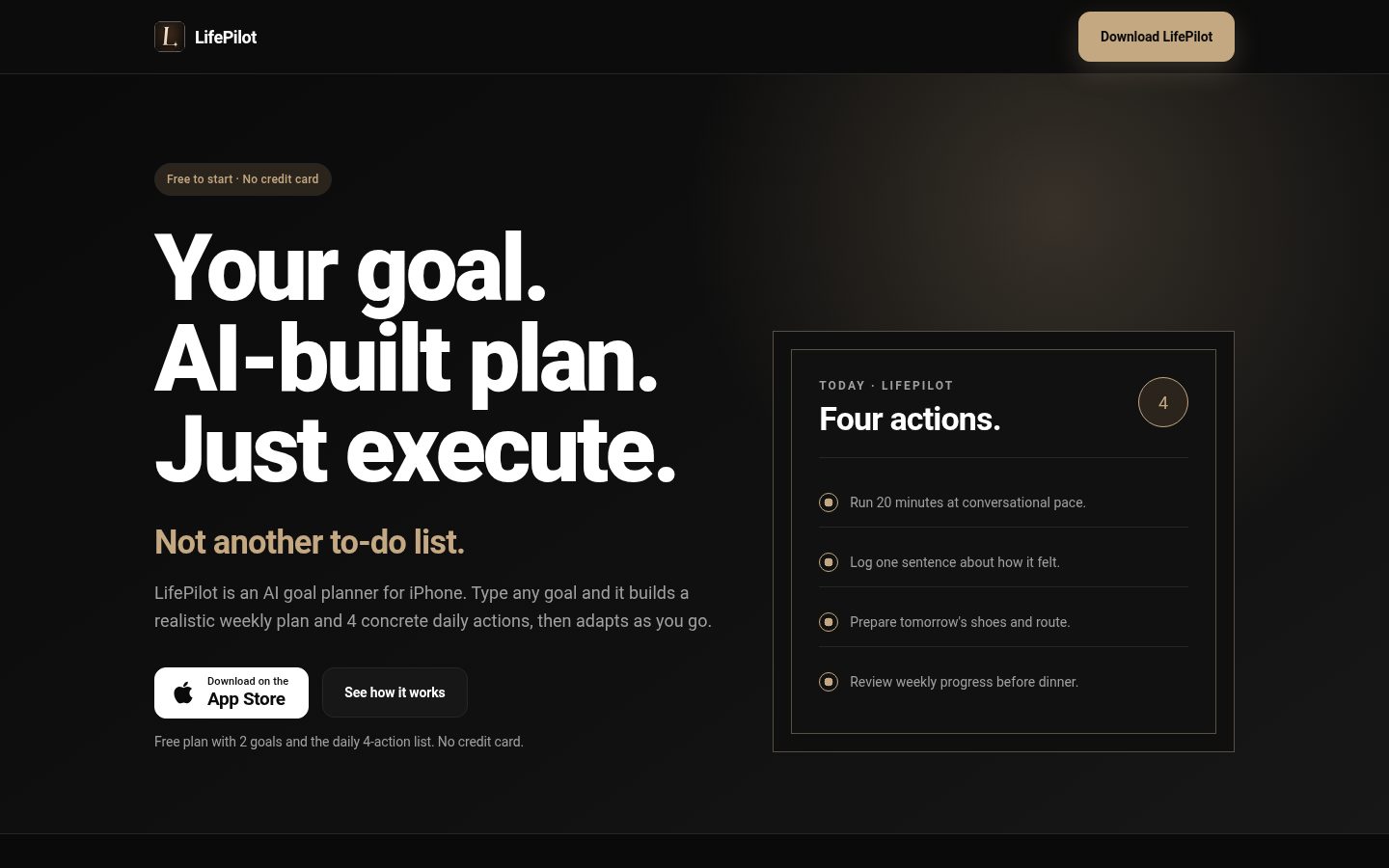 LifePilot - AI Planner Homepage