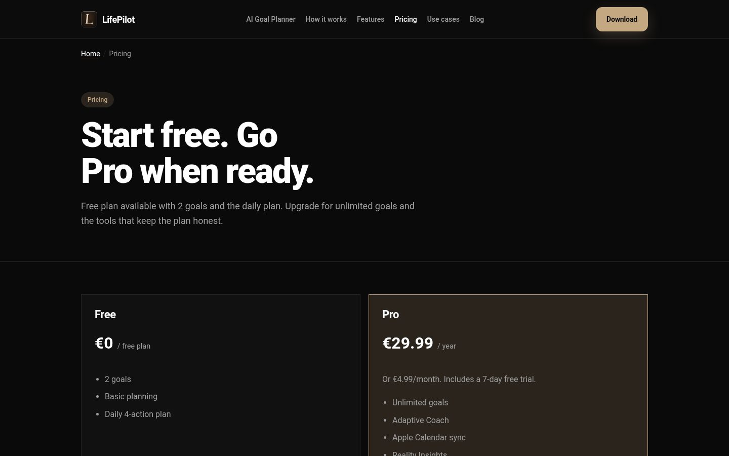 LifePilot - AI Planner Pricing